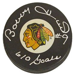 Bobby Hull Signed Blackhawks Logo Hockey Puck W/610 Goals
