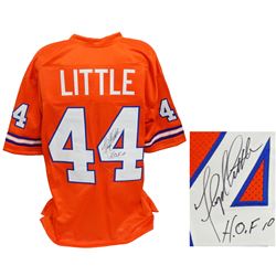 Floyd Little Signed Orange Throwback Custom Football Jersey W/HOF 10