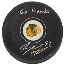 Brandon Mashinter Signed Chicago Blackhawks Logo Hockey Puck W/Go Hawks