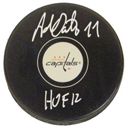 Adam Oates Signed Washington Capitals Logo Hockey Puck W/HOF 12