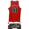 Image 1 : Dennis Rodman Signed Bulls Red Adidas Swingman Jersey