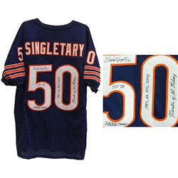 Mike Singletary Signed Navy Custom Throwback STAT Jersey W/4 Inscriptions