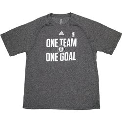 Earl Clark 2014-2015 Brooklyn Nets One Team One Goal Charcoal Gray Warm-Up Short Sleeve Shirt (XL)
