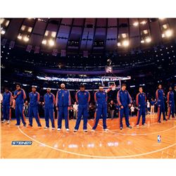 New York Knick Lining Up For The National Anthem From Front 16X20 Photo Uns