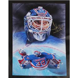 Henrik Lundqvist Signed New York Rangers Giclee 21X28 Canvas