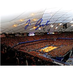Jim Boeheim Signed Carrier Dome Attendance Record 8X10 Photo (Signed In Blue)