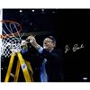 Image 1 : Jim Boeheim Cutting Down Net Horizontal Black Background 16X20 Photo (Signed In Silver)