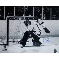 Eddie Giacomin Ranger Kick Save Horizontal 16X20 With HOF Insc