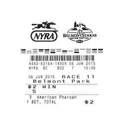 2015 Belmont Stakes $2 Win Ticket Triple Crown Winning Race