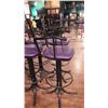 Image 2 : 6 BLACK WITH PURPLE LEATHER SEAT SWIVEL BAR STOOLS
