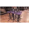 Image 3 : 6 BLACK WITH PURPLE LEATHER SEAT SWIVEL BAR STOOLS