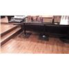 Image 1 : 3 BLACK SINGLE PEDISTAL TABLES WITH TOPS AND ONE TOP WITHOUT PEDISTAL
