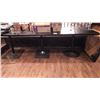 Image 2 : 3 BLACK SINGLE PEDISTAL TABLES WITH TOPS AND ONE TOP WITHOUT PEDISTAL