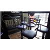 Image 2 : 7 BLACK WITH PURPLE LEATHER SEAT SWIVEL BAR STOOLS