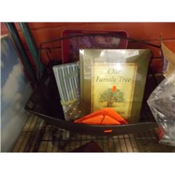 METAL BASKET OF MISC - FOLDING CAUCTION SIGN AND MORE