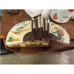 LOT OF 12 ORIENTAL FOLDING FANS - NEW