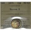 Image 1 : 1870 N0 10¢ ICCS MS-63