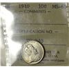 Image 1 : 1910 10¢ ICCS MS-65