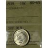 Image 1 : 1939 10¢ ICCS MS-65