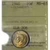 Image 1 : 1940 10¢ ICCS MS-65