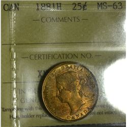 1881H 25¢ ICCS MS-63 (TOP 10)