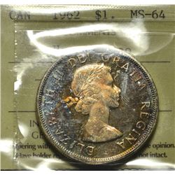 1962 $1 ICCS MS-64 Heavy Cameo