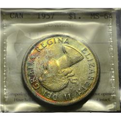 1957 1WL $1 ICCS MS-64