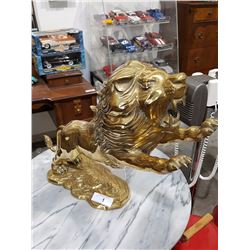Brass Statue of a Charging Lion