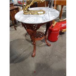 Marble Top Occasional Table on Cast Iron Base