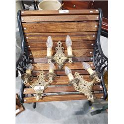 Set of 3 Brass Wall Light Fixtures