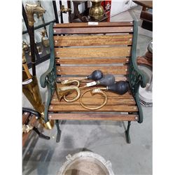 Custom Rod Iron and Mahogany Garden Bench