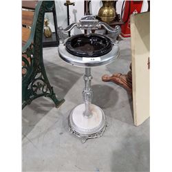 Chrome Smoking Stand W/Marble Base Inc Glass Ashstray and Lighter