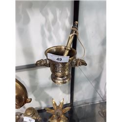 Brass Mortar & Pestle W/ Eagle Head Handles