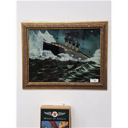 Reverse Painting On Glass of the Titanic