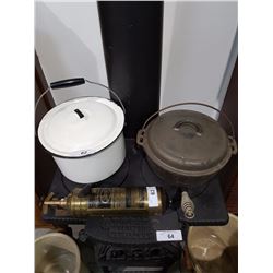 Enamel Ware Pot and Cast Iron Pot