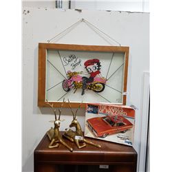 Betty Boop Stained Glass Window Signed SV