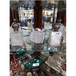 3 Sterling Top Crystal Containers