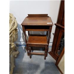 Walnut Telephone Table and Stool