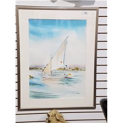 Signed Victor Chan Water Colour Titled Nile Cruise