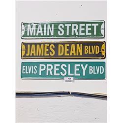 3 Collectable Tin Street Signs