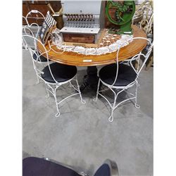 Custom Patio Table Oak Top On Aluminum Base