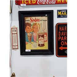 Framed Vintage Original Vess Soda Advertisement
