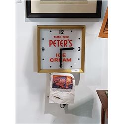 Vintage Original Peters Ice Cream Clock