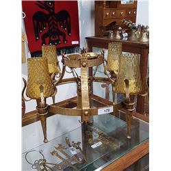 Chandelier W/ Amber Glass Shades