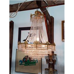 Fabulous Brass and Crystal Chandelier