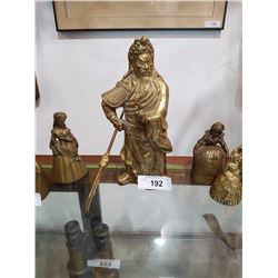 Brass Gwan Gong Dragon Warrior Statue