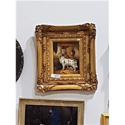 Early Oil on Board of Two Dogs