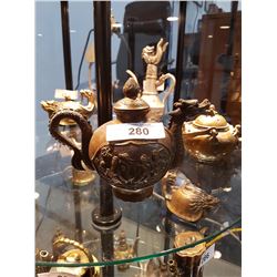 Early Asian Brass Dragon Teapot