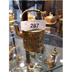 Early Asian Brass Teapot W/ Princess Motiff