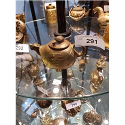 Early Asian Brass Dragon and Turtle Teapot
